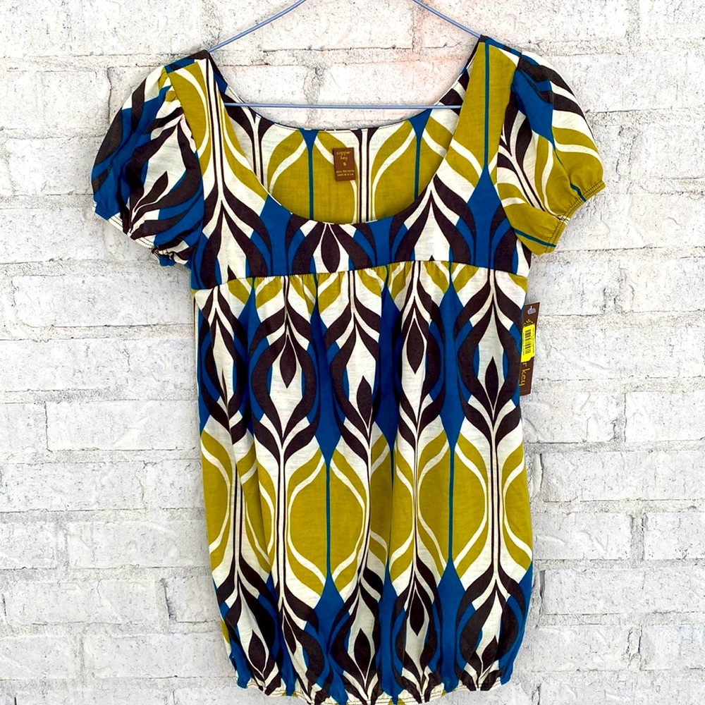 Bubble sleeve floral tribal boho tunic size small